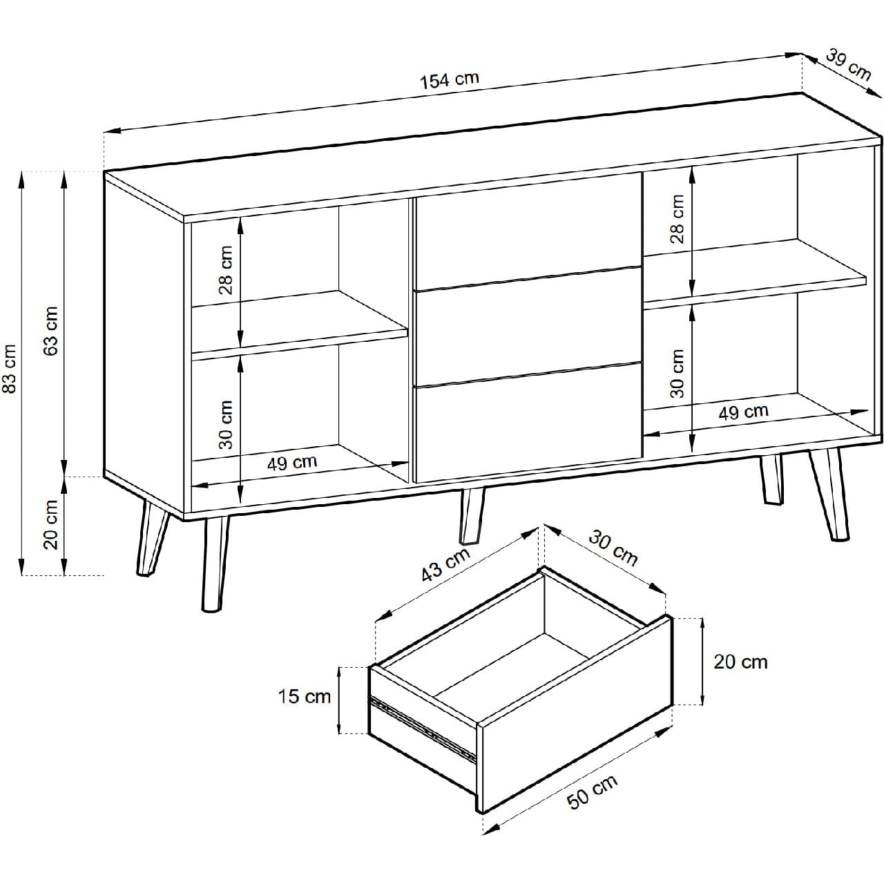 Komoda WOLLOW 05 černá / dub artisan - Obrázek 4