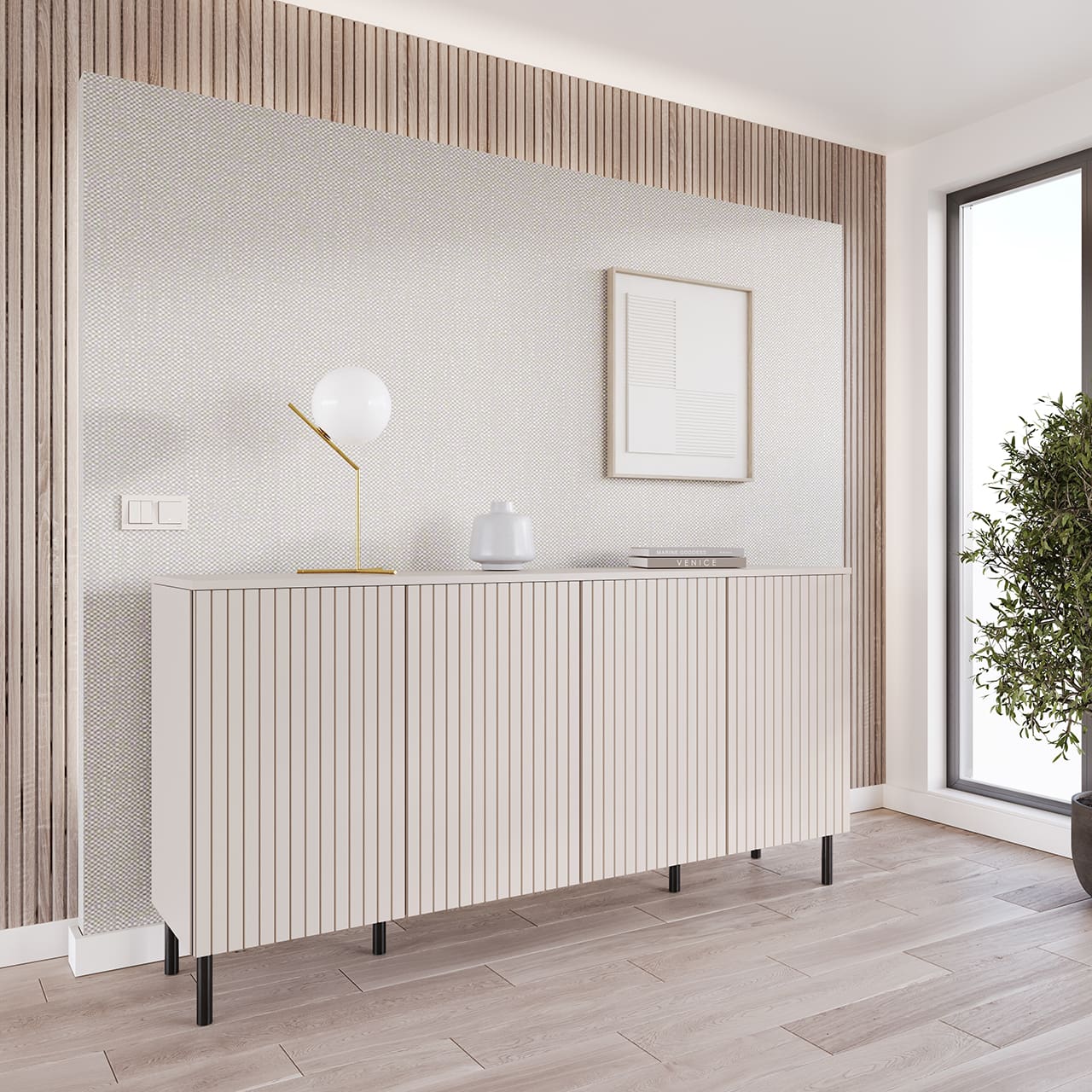 Komoda XEYLO 4D kašmír / černá - Obrázek 5