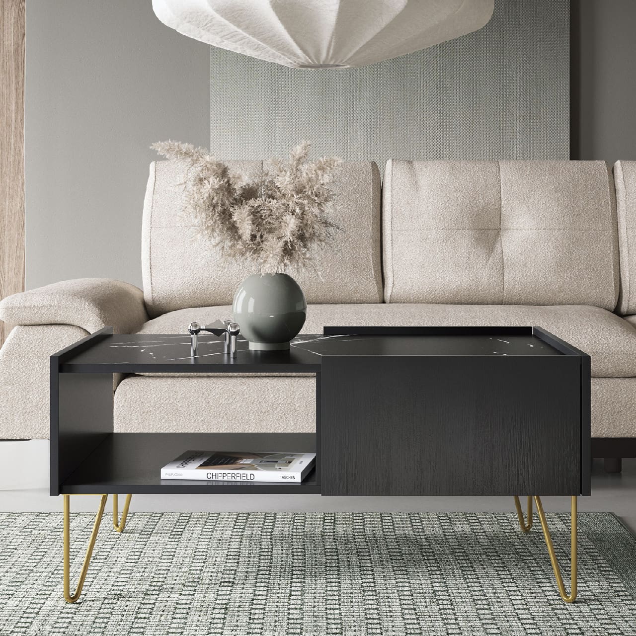 Konferenční stolek HARMONI 05 černá / černý mramor - Obrázek 5