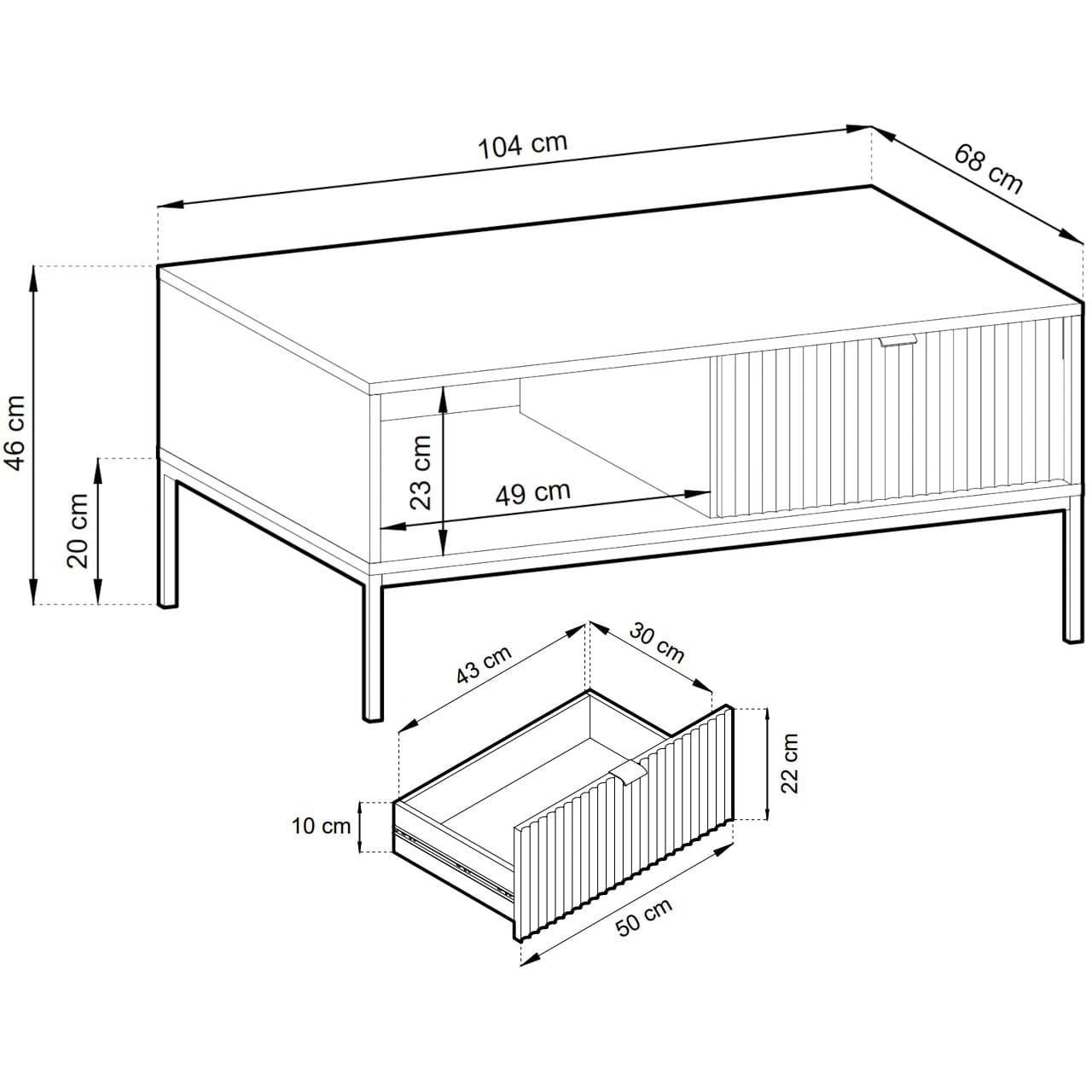 Konferenční stolek MOVA 03 černý - Obrázek 4