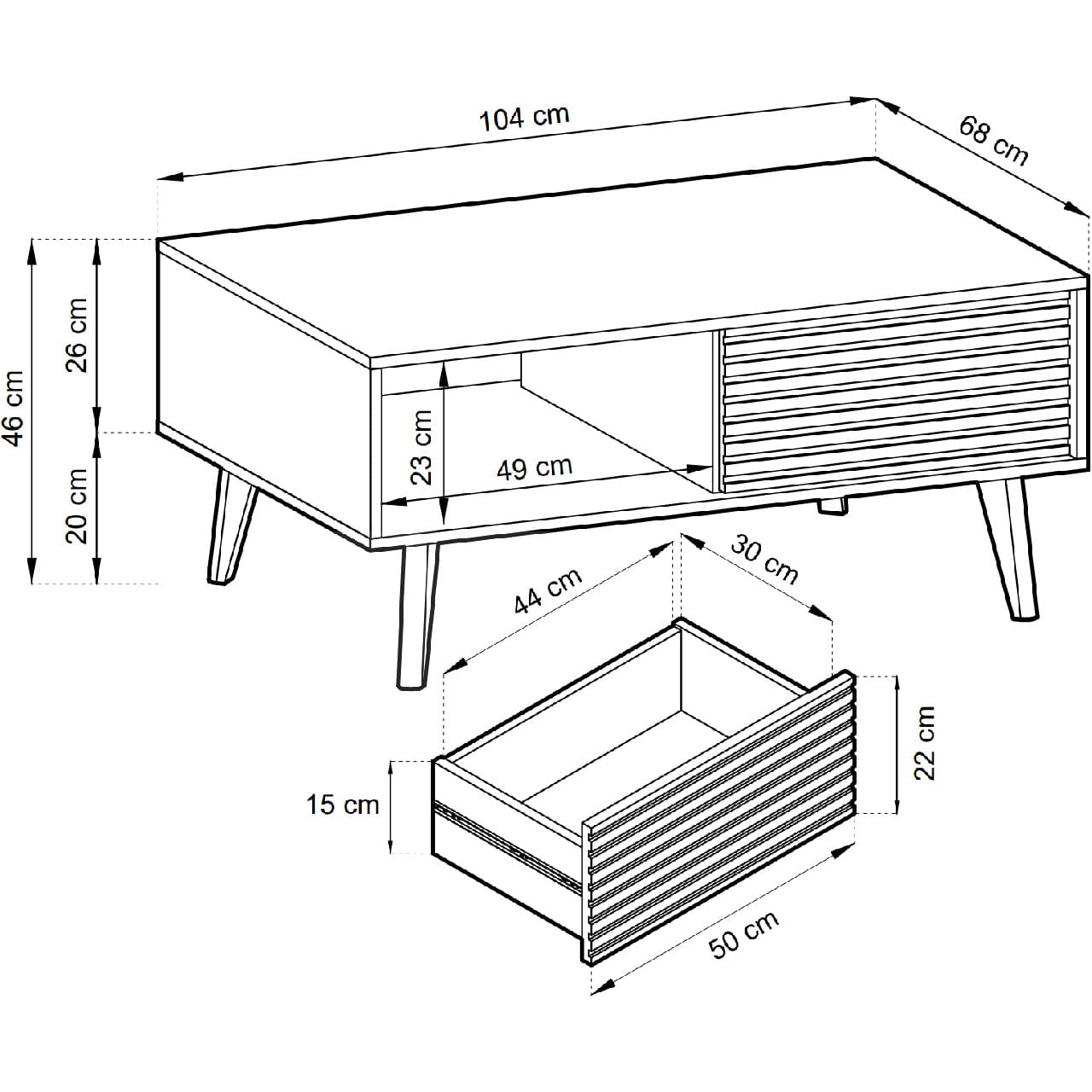 Konferenční stolek WOLLOW 06 černý / dub artisan - Obrázek 4