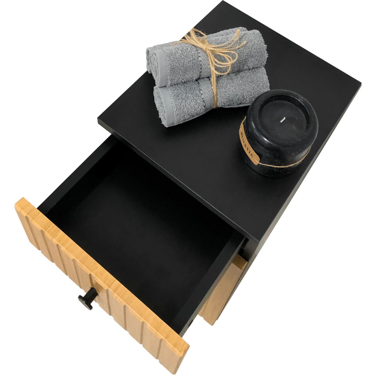 Koupelnová skříňka nízká ASTO 03 černý / dub - Obrázek 3