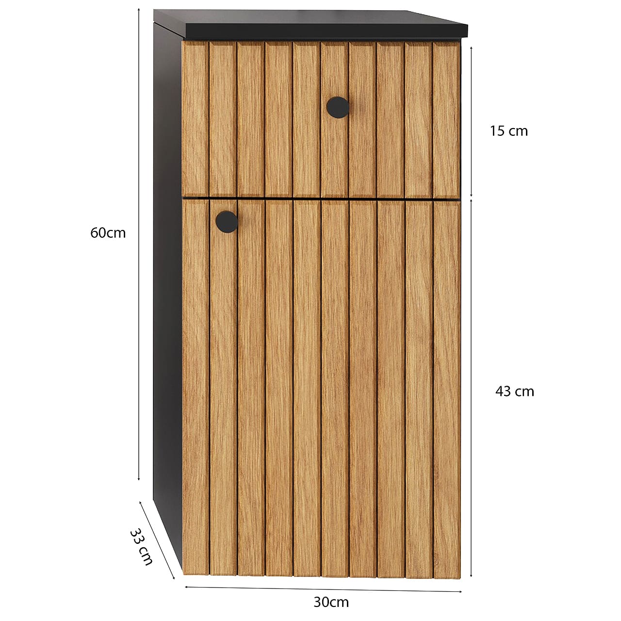 Koupelnová skříňka nízká ASTO 03 černý / dub - Obrázek 4