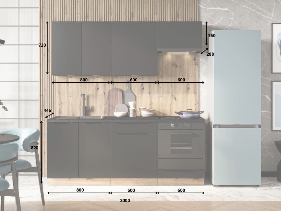 Kuchyně ELLEN 1 dub artisan / černá - Obrázek 2