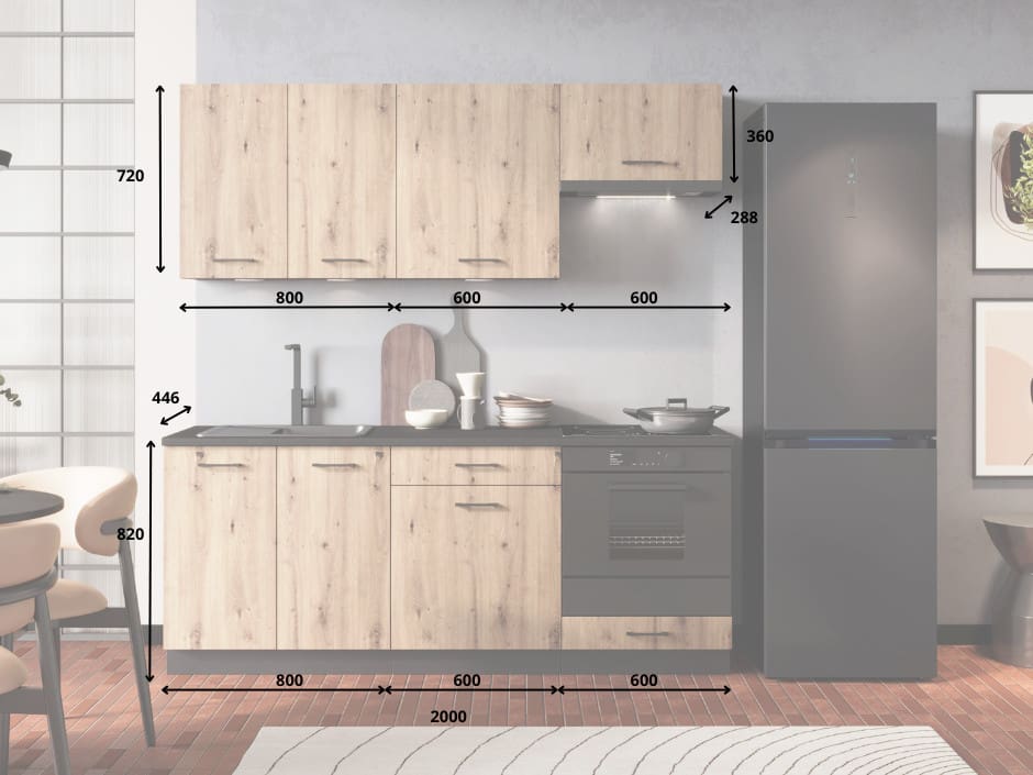 Kuchyně ELLEN 1 grafit / dub artisan - Obrázek 2