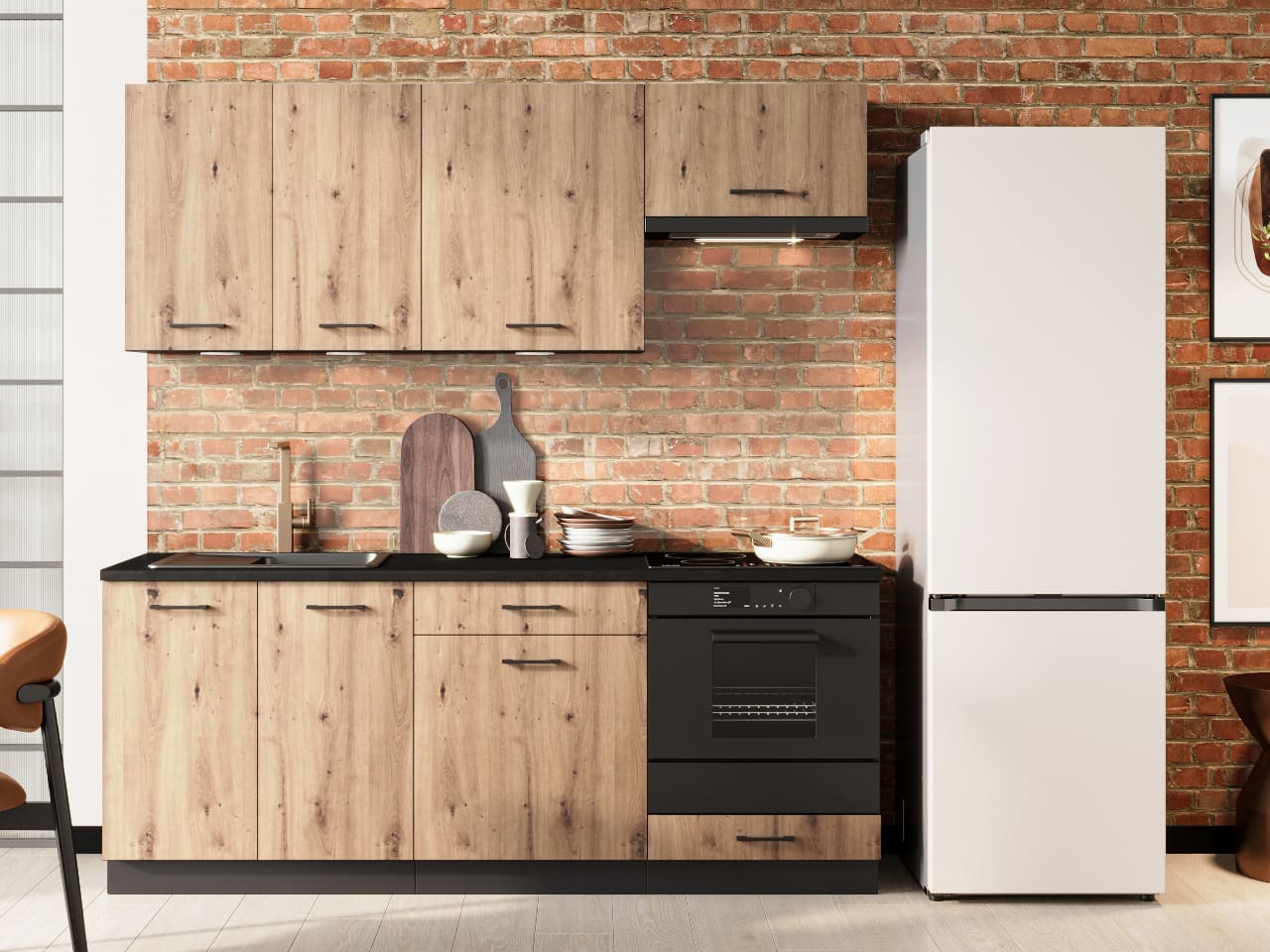 Kuchyně ELLEN 1 grafit / dub artisan