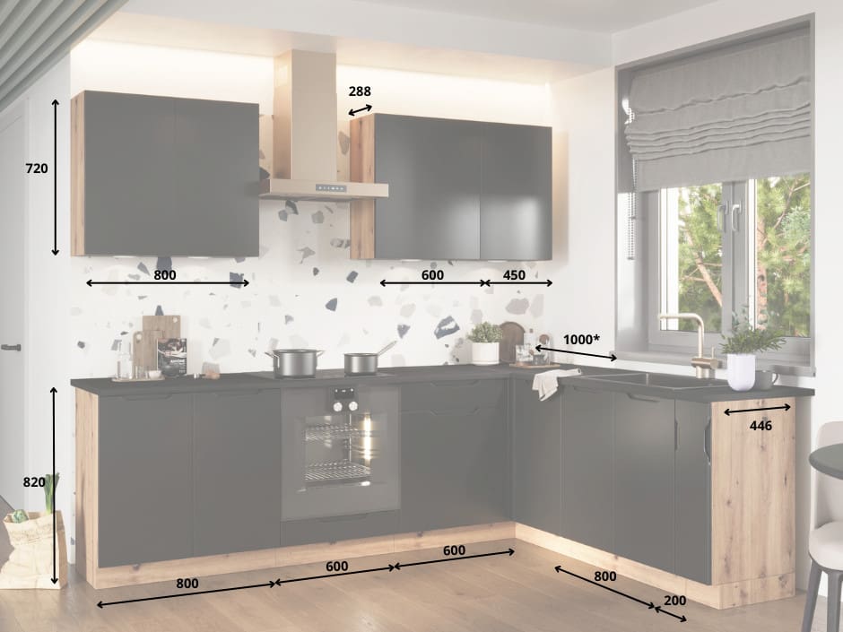 Kuchyně ELLEN 2 dub artisan / černá - Obrázek 2