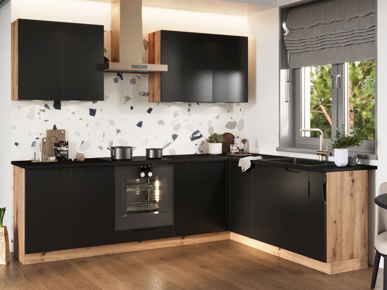 Kuchyně ELLEN 2 dub artisan / černá