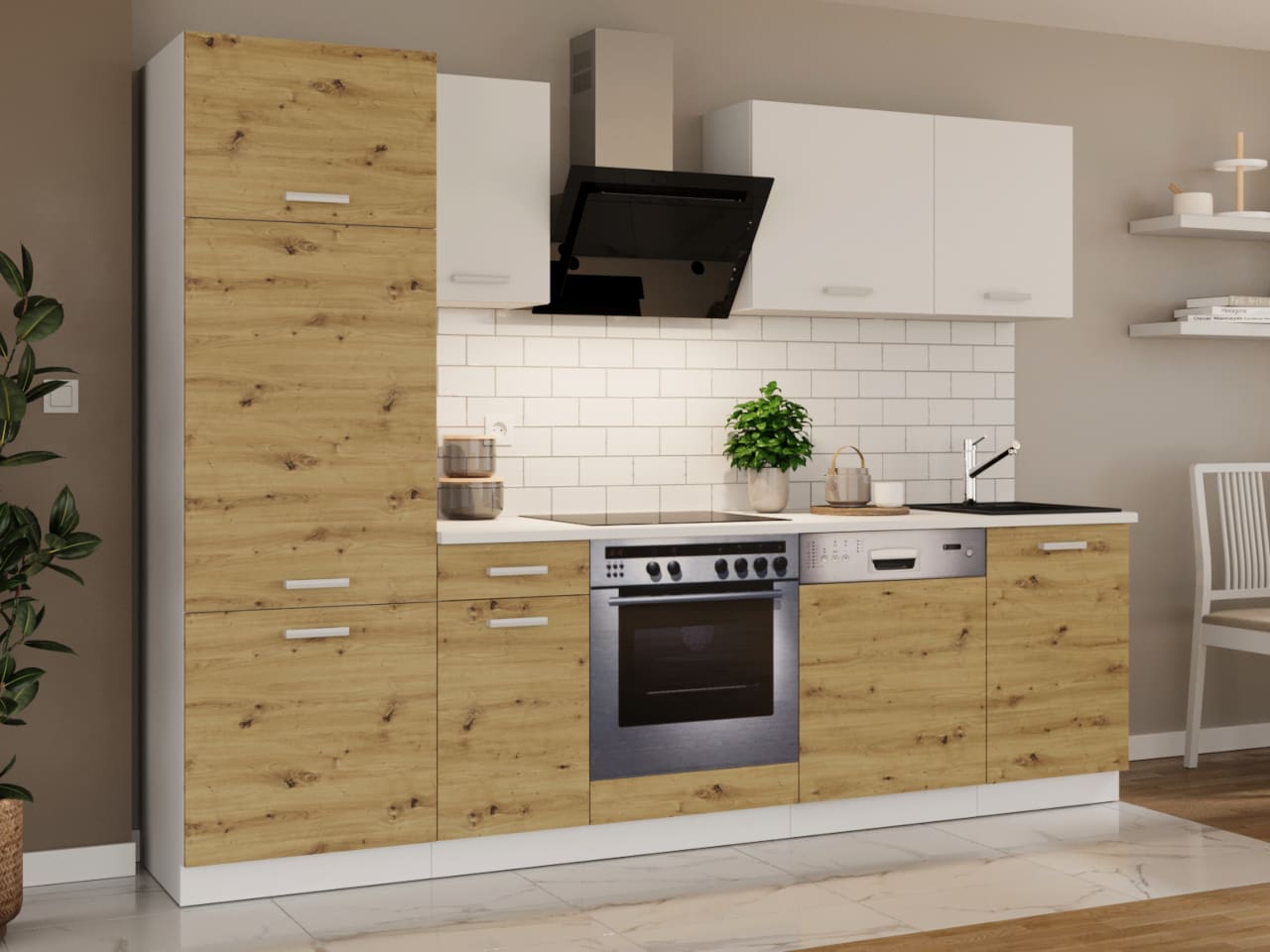 Kuchyňská linka 270 TONIC bílá / dub artisan - Obrázek 3