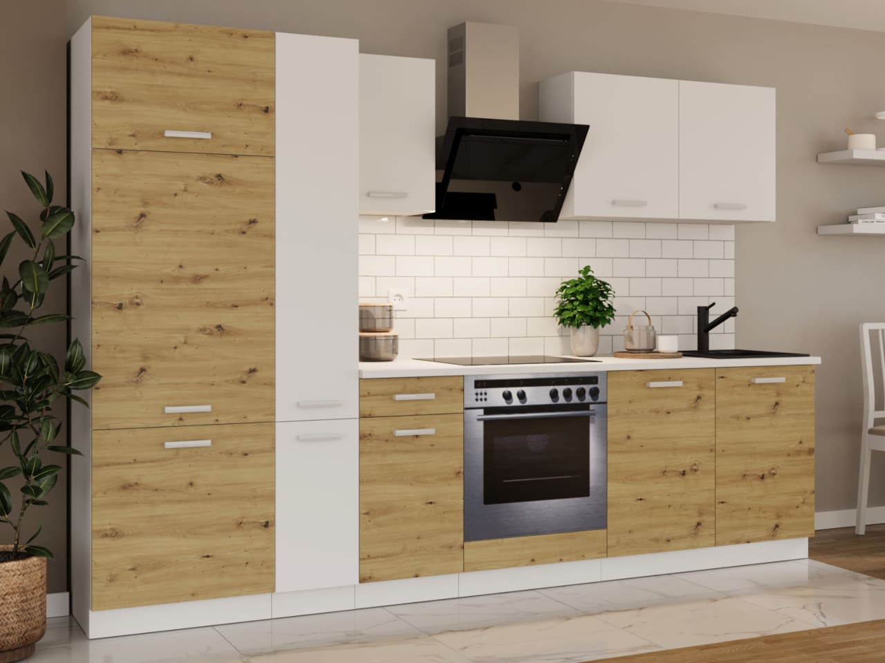 Kuchyňská linka 290 TONIC bílá / dub artisan - Obrázek 3