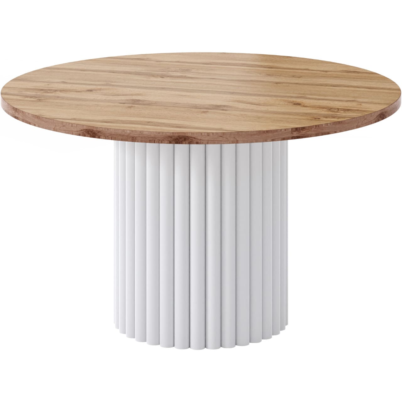 Kulatý stolek CASCANO bílý / dub wotan