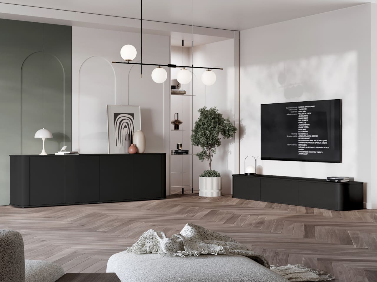 Nábytek do obývacího pokoje AZELIO 3 černá