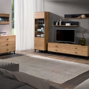 Nábytek do obývacího pokoje JOHNNY 1 dub lefkas / černý