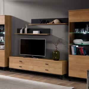 Nábytek do obývacího pokoje JOHNNY 2 dub lefkas / černý