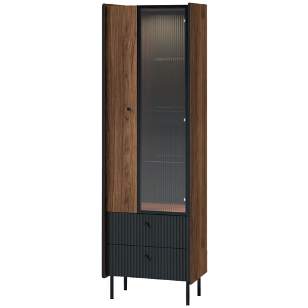 Nábytek do obývacího pokoje PRESTI 01 ořech warmia / černý - Obrázek 2