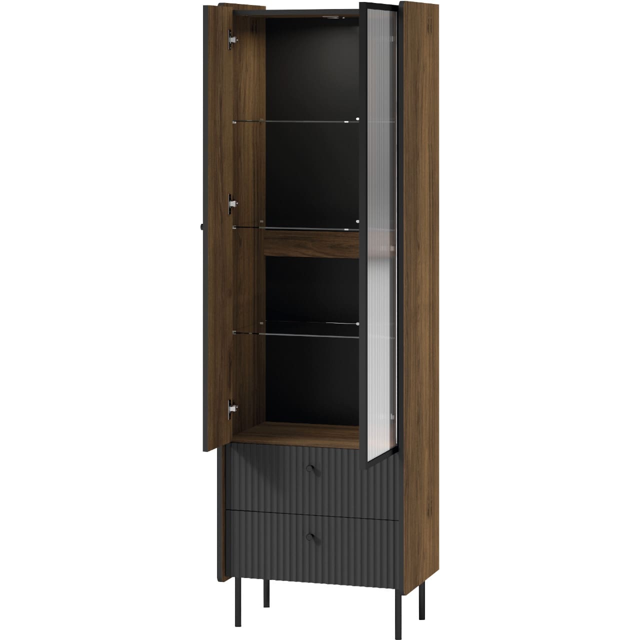 Nábytek do obývacího pokoje PRESTI 01 ořech warmia / černý - Obrázek 3