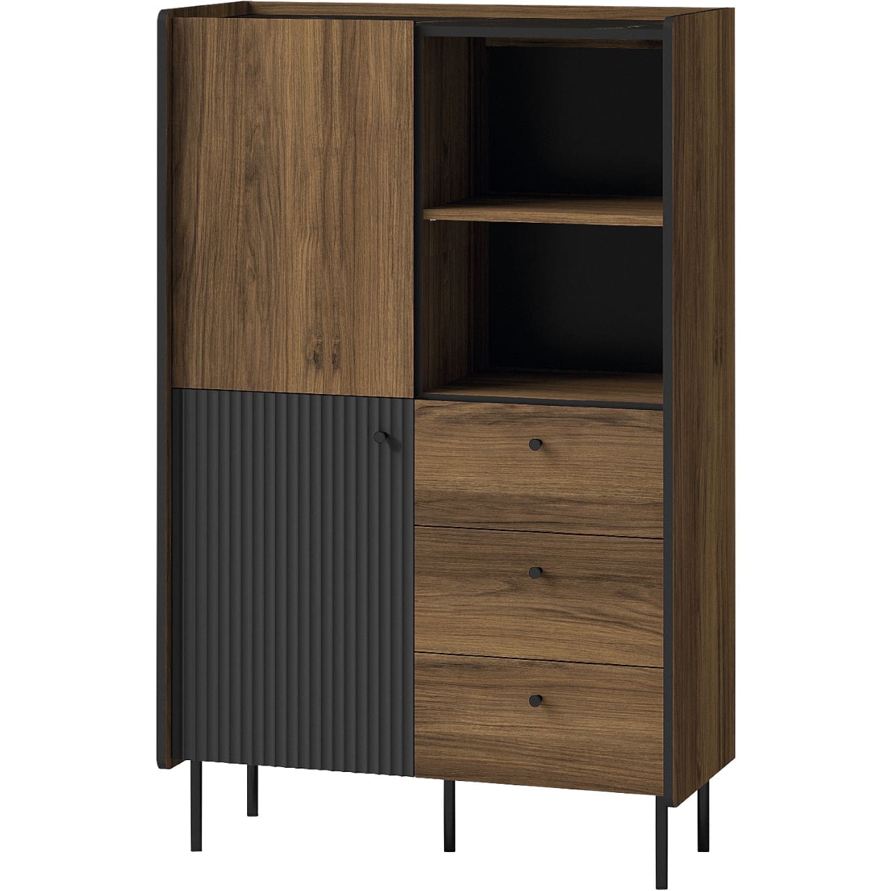 Nábytek do obývacího pokoje PRESTI 01 ořech warmia / černý - Obrázek 4