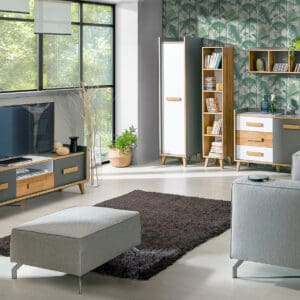 Nábytek do obývacího pokoje WERSA 4 antracit / dub riviera / briliantová bílá