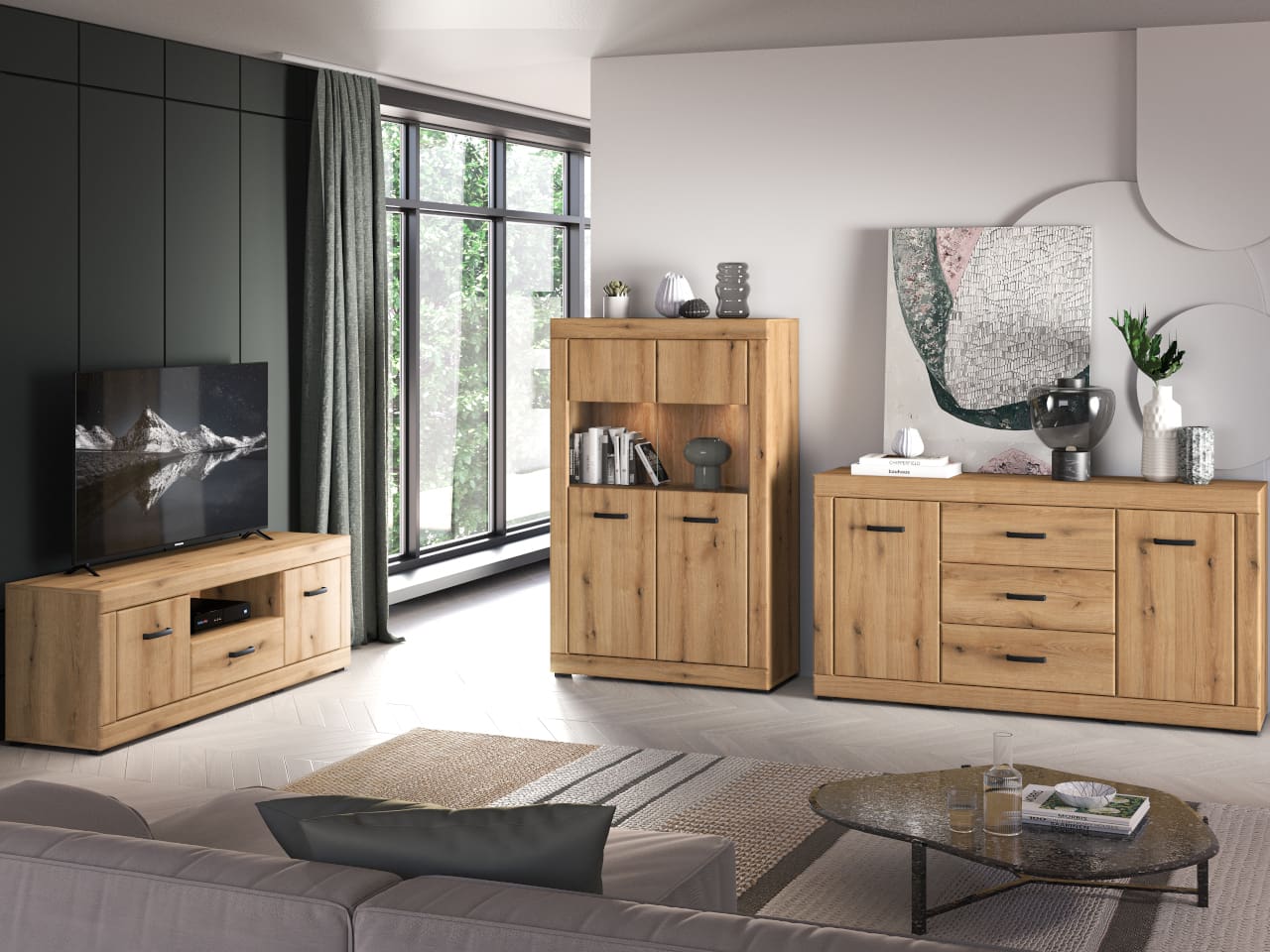 Nábytek do obýváku DORIS 1 dub evoke