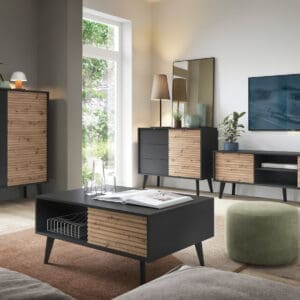 Nábytek do obýváku WOLLOW 1 černý / dub artisan