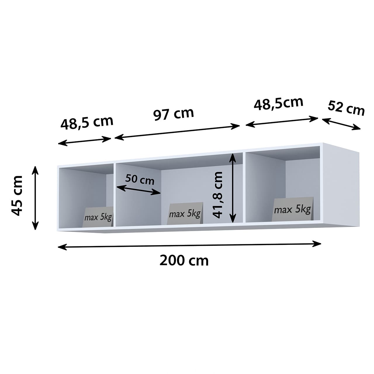 Nástavec na skříň CABO 200 bílý - Obrázek 2