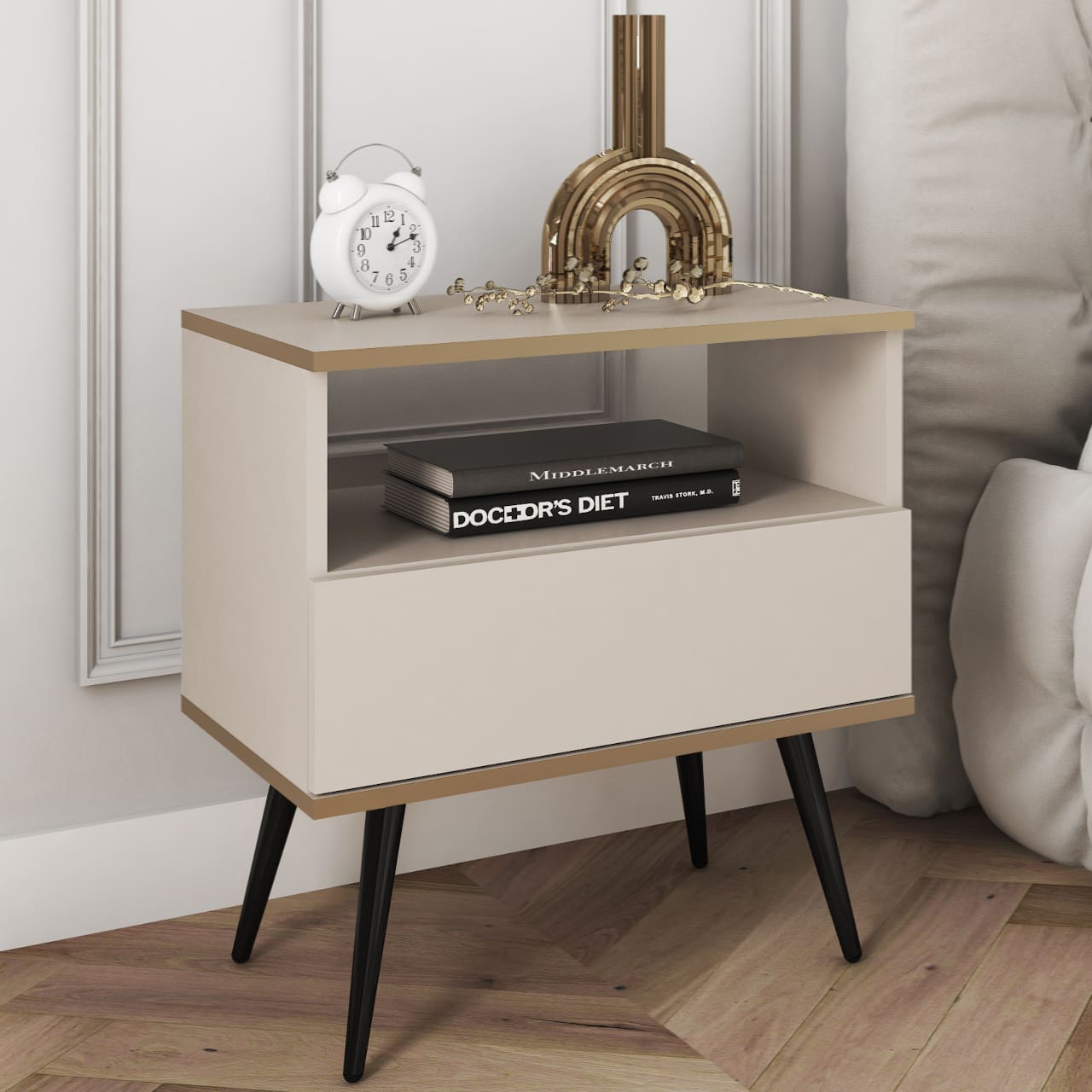 Noční stolek ARA S54 béžová + černá - Obrázek 4