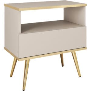 Noční stolek ARA S54 béžový + zlatý