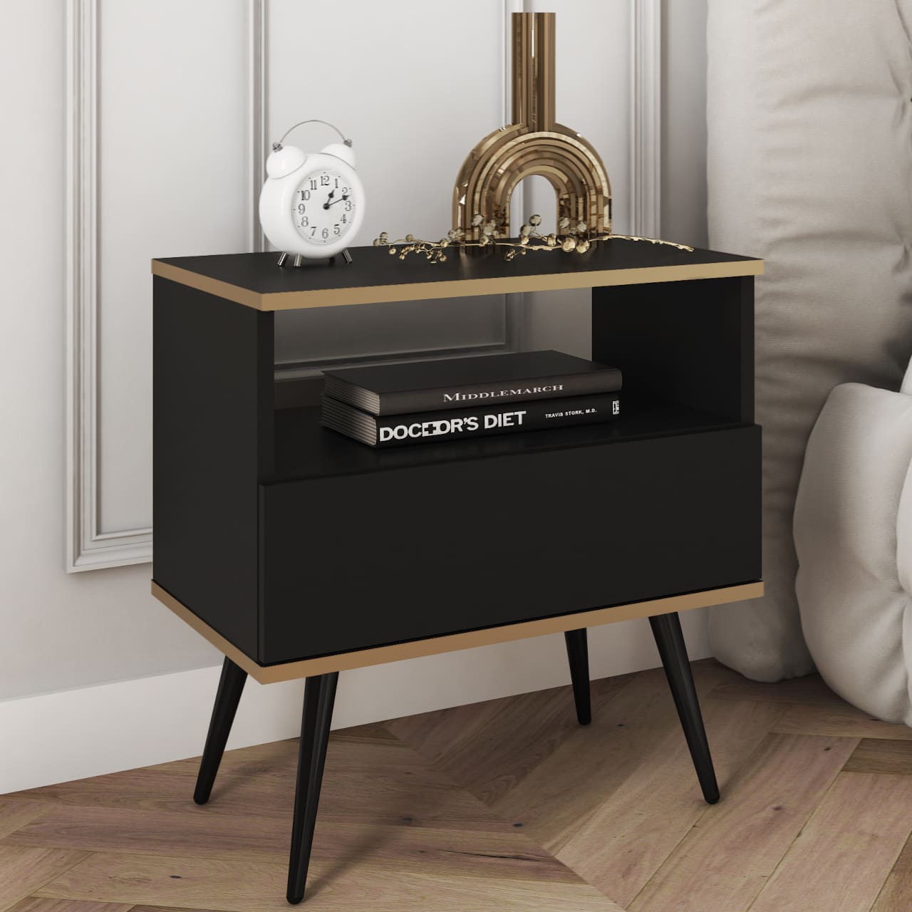 Noční stolek ARA S54 černý - Obrázek 4