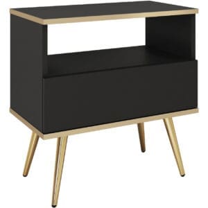 Noční stolek ARA S54 černý + zlatý