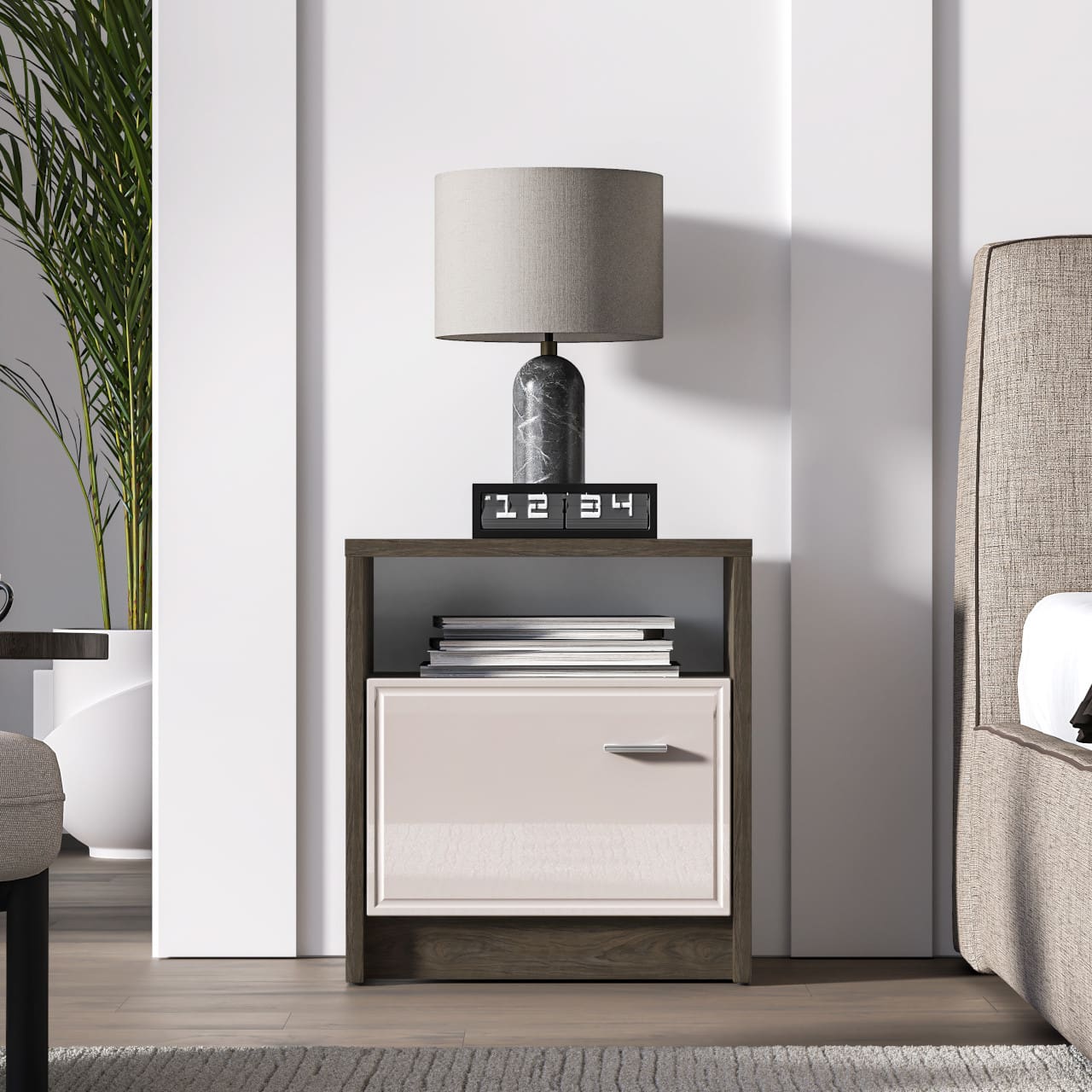 Noční stolek AVANTI 08 dub windmill tmavý / kašmír - Obrázek 5