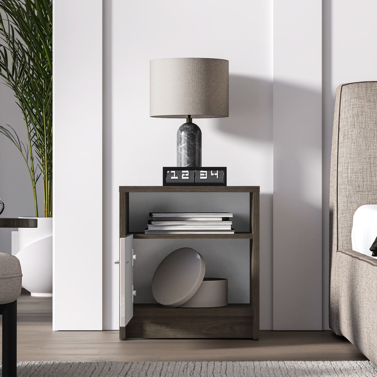 Noční stolek AVANTI 08 dub windmill tmavý / kašmír - Obrázek 6