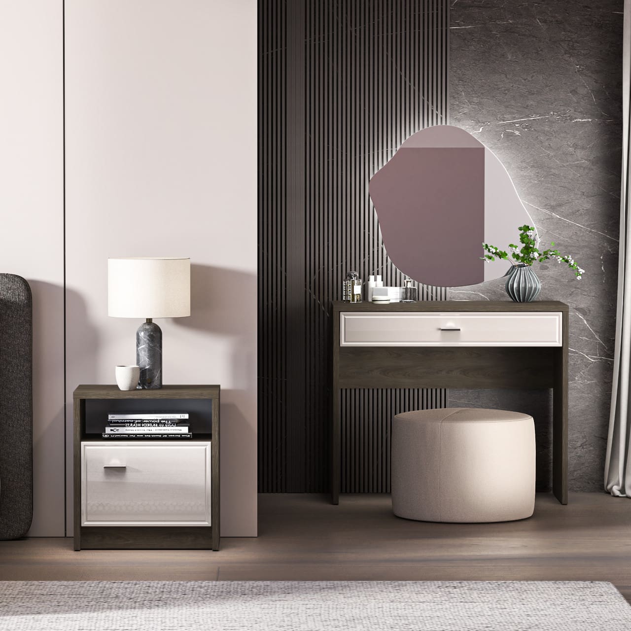 Noční stolek AVANTI 08 dub windmill tmavý / kašmír - Obrázek 8