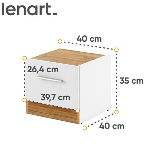 Noční stolek DENTRO DT03P bílá / dub stirling - Obrázek 2