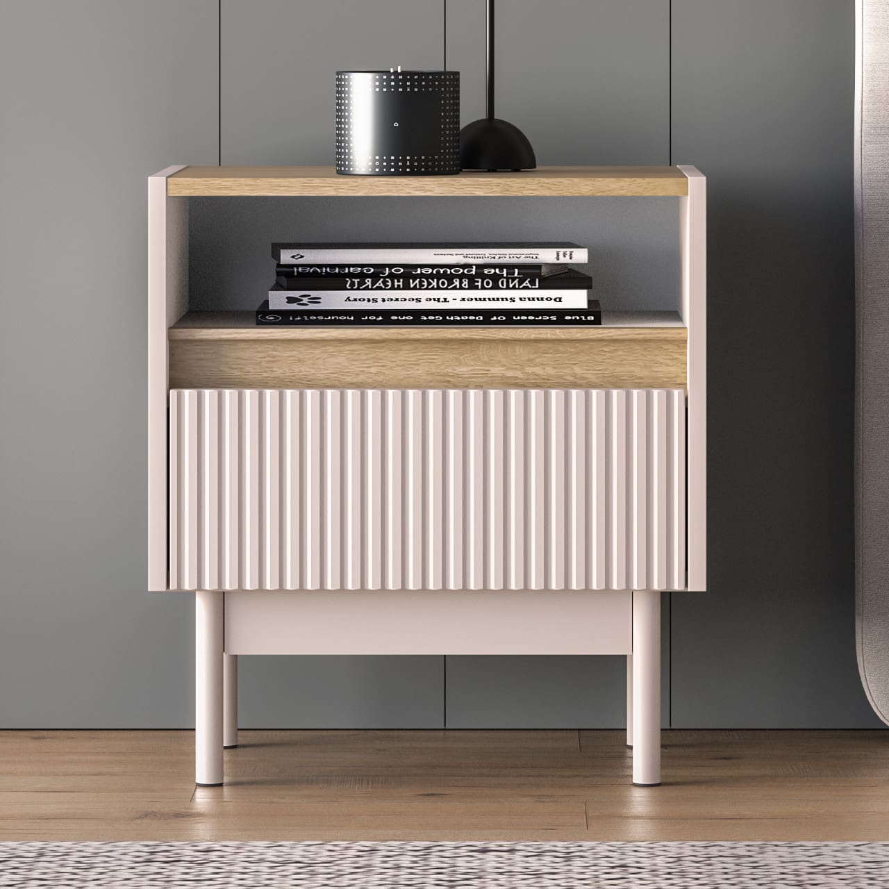 Noční stolek ERMITE 08 kašmír / dub cremona - Obrázek 5