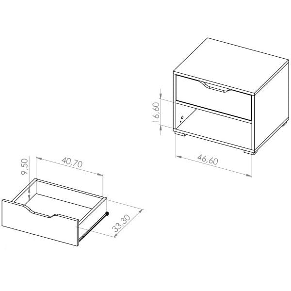 Noční stolek IWA 11 grafit / bílý + dub artisan - Obrázek 3