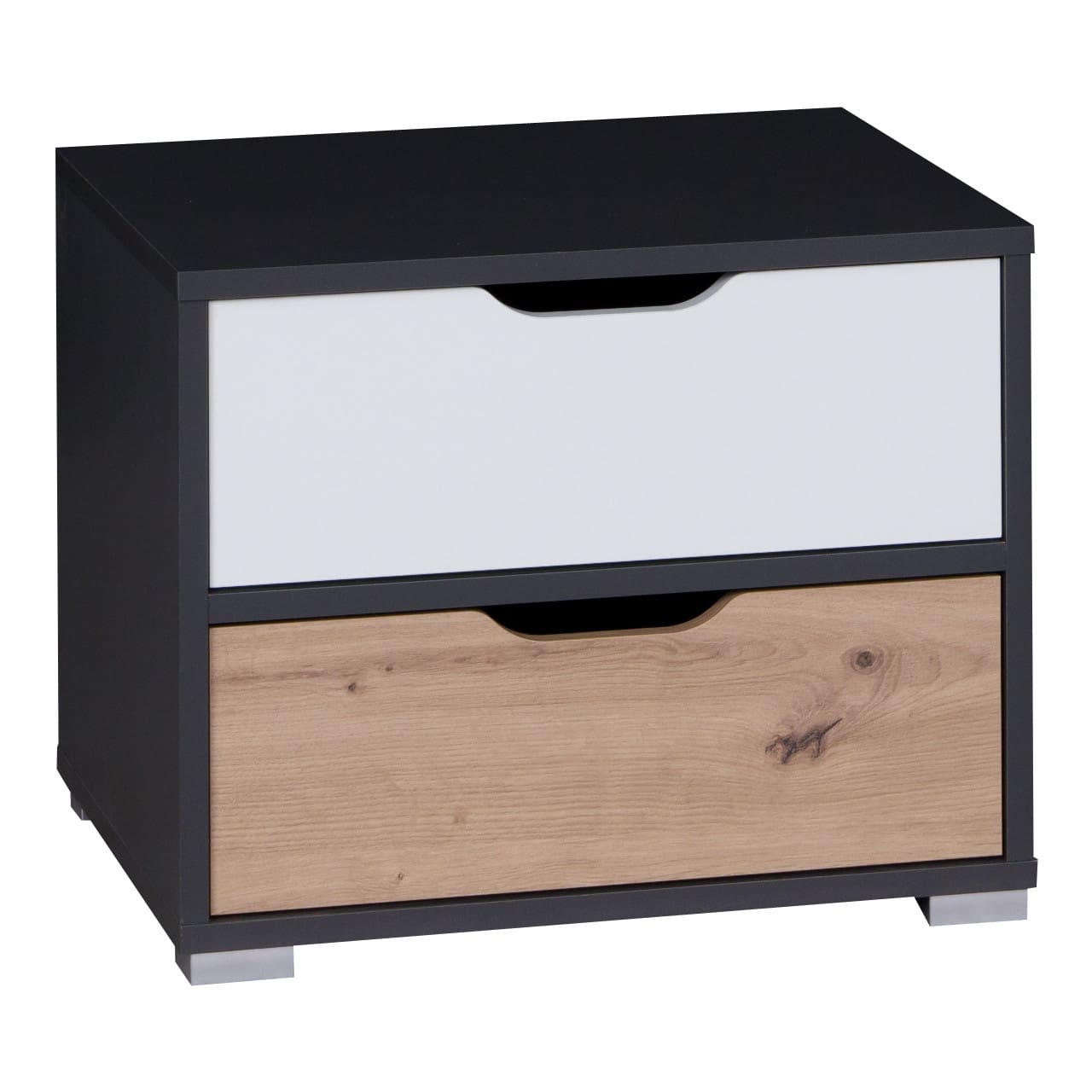 Noční stolek IWA 11 grafit / bílý + dub artisan