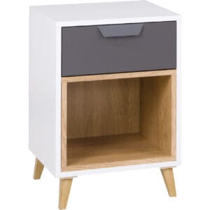 Noční stolek JOKI JK11 bílý / grafit / šedý