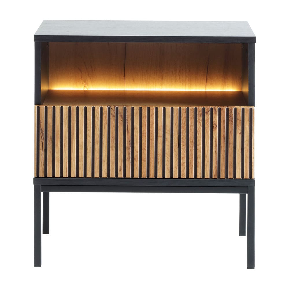 Noční stolek SANTO 07 černý / dub wotan - Obrázek 2