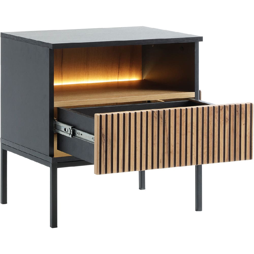 Noční stolek SANTO 07 černý / dub wotan - Obrázek 3