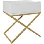 Noční stolek SIENA bílý / zlatý