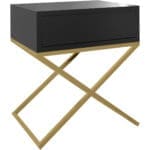 Noční stolek SIENA černý / zlatý