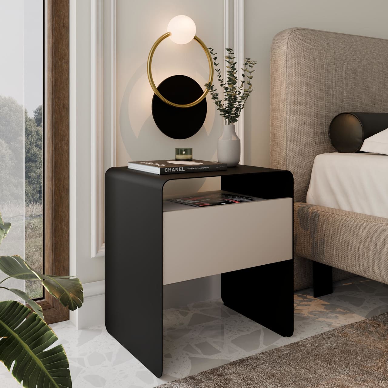 Noční stolek SOCHI černá / kašmír - Obrázek 2