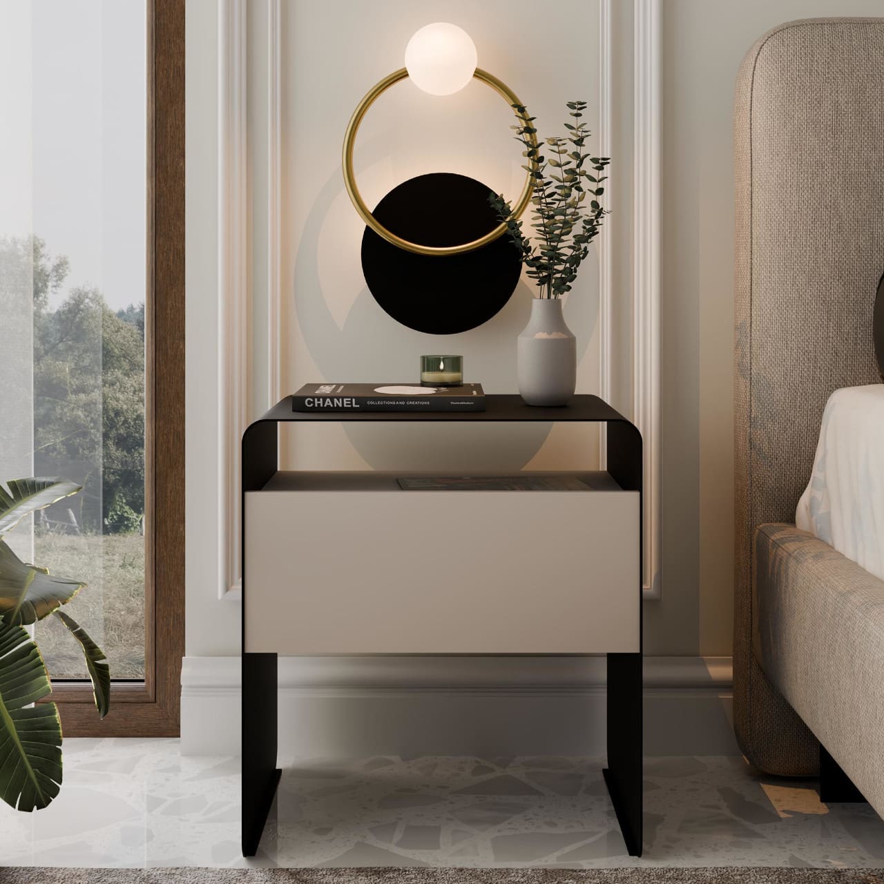 Noční stolek SOCHI černá / kašmír - Obrázek 3