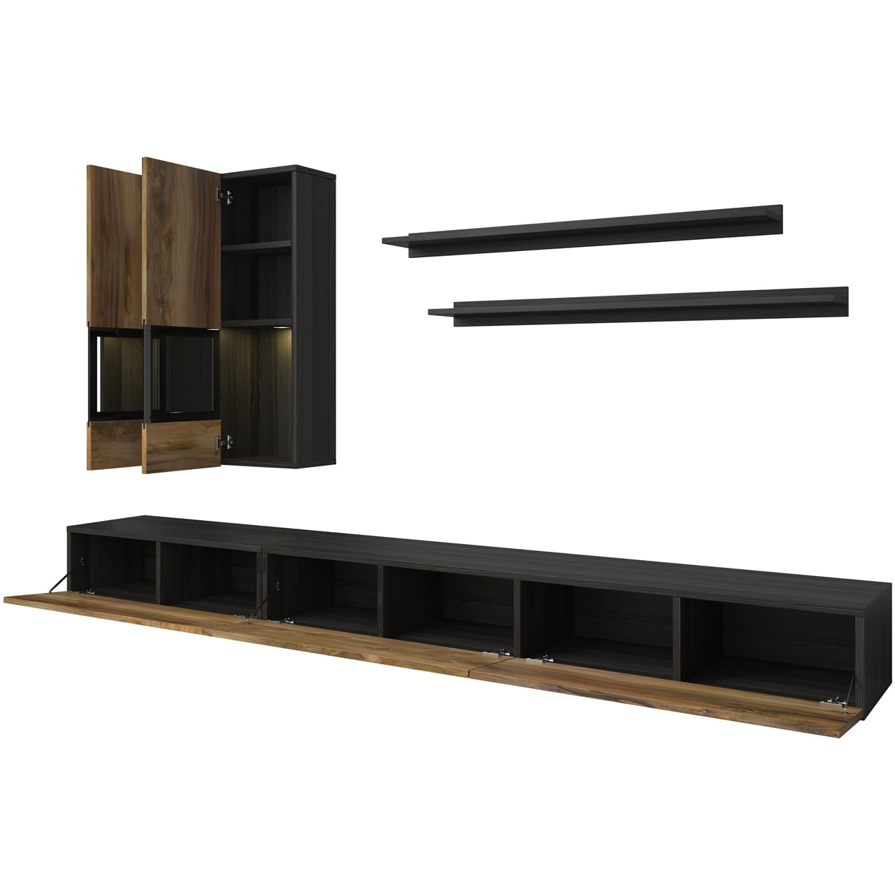 Obývací stěna BORA 10 bílý lesk - Obrázek 2