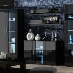 Obývací stěna BRNO 10D černá / černý lesk