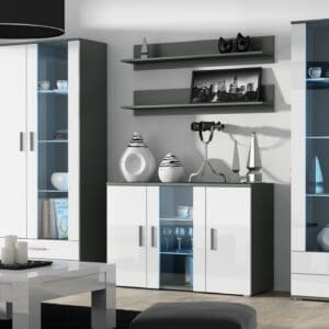 Obývací stěna BRNO 10G šedá / bílý lesk