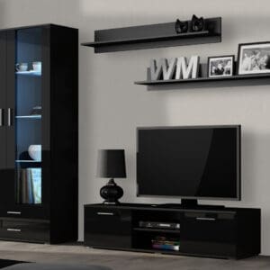 Obývací stěna BRNO 11D černá / černý lesk