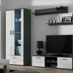 Obývací stěna BRNO 11G šedá / bílý lesk