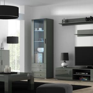 Obývací stěna BRNO 2H šedá / šedý lesk