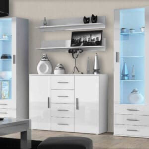 Obývací stěna BRNO 3A bílá / bílý lesk